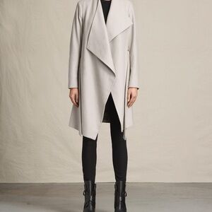 All Saints Light Gray Lora Wool Trench Coat